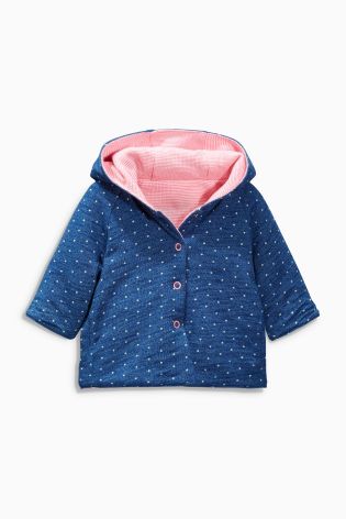 Indigo Spot/Pink Stripe Reversible Jacket (0mths-2yrs)